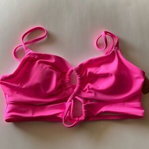 PINK Victoria's Secret Neon Pink Swim Top with Gold Logo